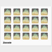 20 Danke Stickers Beach Sunset Palm Tree Strin (Blatt)