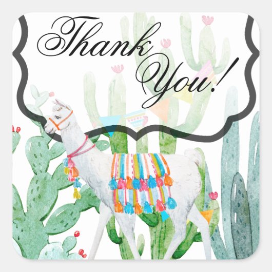 20 Danke Stickers Boho Llama Bohemisch Cacti De (Vorderseite)