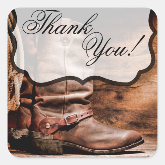 20 Danke Stickers Cowboy Boots Barn Wood Rusti (Vorderseite)