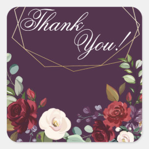 20 Danke Stickers Pflaume Lila Rose Gold Geome
