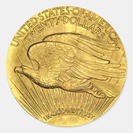 20 Dollar Eagle Gold Piece Round Aufkleber (Vorderseite)