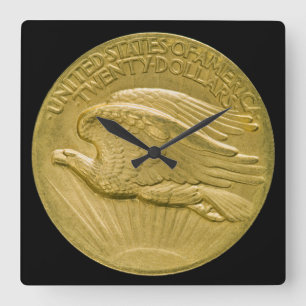 20 Dollar Gold Piece Doppeladle Money 1907 Quadratische Wanduhr