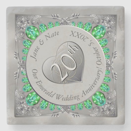 20. Emerald Anniversary Stone Untersetzer (Vorderseite)
