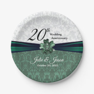 20. Emerald Damask Hochzeitsszenario Pappteller