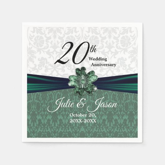 20. Emerald Damask Hochzeitstag Serviette (Vorderseite)