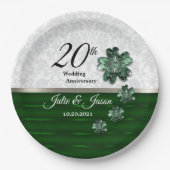 20. Emerald Jewel Wedding Jubiläum Design Pappteller (Vorderseite)