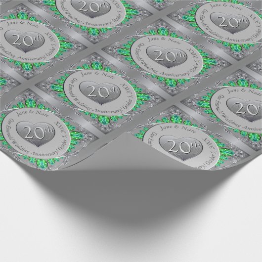20. Emerald Platinum Hochzeitstag Geschenkpapier (Ecke)