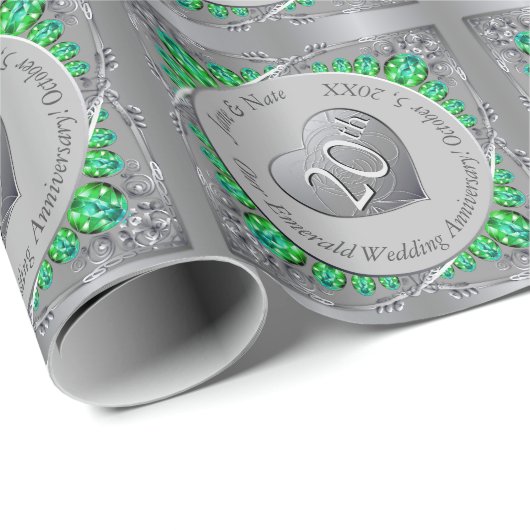 20. Emerald Platinum Hochzeitstag Geschenkpapier (Rolleneckpunkt)