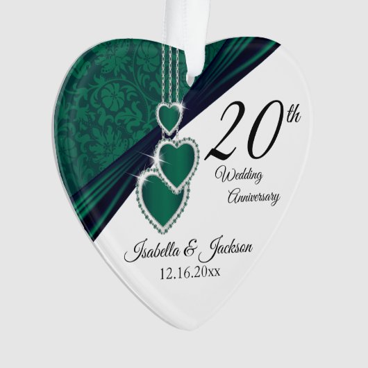 20. Emerald Wedding Anniversary Keepake Design Ornament (Vorderseite)