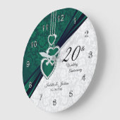 20. Emerald Wedding Anniversary Keepake Große Wanduhr (Winkel)