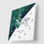 20. Emerald Wedding Anniversary Keepake Quadratische Wanduhr (Winkel)