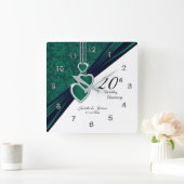20. Emerald Wedding Anniversary Keepake Quadratische Wanduhr (Zuhause)