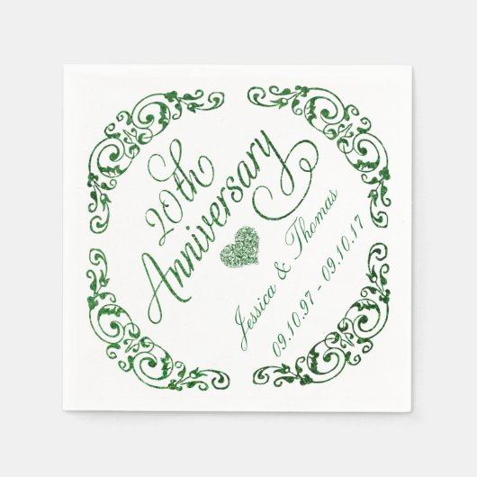 20. Emerald Wedding Anniversary Paper Napkins Serviette (Vorderseite)