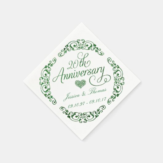 20. Emerald Wedding Anniversary Paper Napkins Serviette (Ecke)