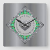 20. Emerald Wedding Jubiläum Quadratische Wanduhr (Vorderseite)