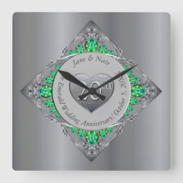 20. Emerald Wedding Jubiläum Quadratische Wanduhr
