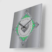 20. Emerald Wedding Jubiläum Quadratische Wanduhr (Winkel)