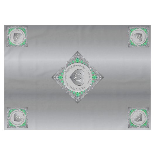 20. Emerald Wedding Jubiläum Tablecloth Tischdecke (Vorderseite (Horizontal))