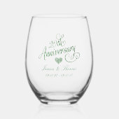 20. Emerald Wedding Jubiläum Weinglas Ohne Stiel (Vorderseite)