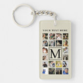 20 Foto-Collage Biege und Grün Kariert Schlüsselanhänger (Vorderseite)