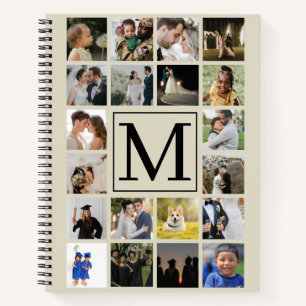 20 Foto Collage Black Biege Pattern Family Notizblock