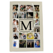 20 Foto Collage Black Biege Pattern Großeltern Mittlere Geschenktüte (Vorderseite)