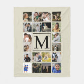 20 Foto Collage Black und Biege Fleecedecke (Vorderseite)