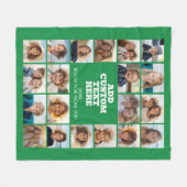 20-Foto-Collage - Grün und Text in der Mitte Fleecedecke (Vorderseite (Horizontal))