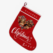 20 Foto Collage Herz, Oma, Opa, Mama, Vater Großer Weihnachtsstrumpf (Vorderansicht (hängend))