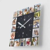 20 Foto Collage Imitats Black Chalkboard Quadratische Wanduhr (Winkel)