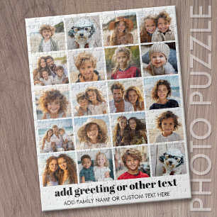 20 Foto-Collage - Raster mit Text - weiß Puzzle