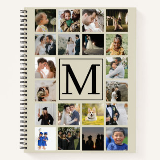 20 Foto-Collage Schwarzes Biege-Muster Familie Not Notizblock