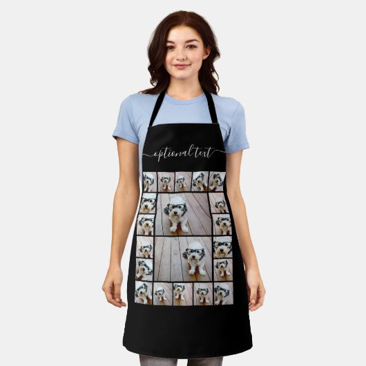 20 Foto Collage Script Name Schwarz-weiß Schürze (Getragen)