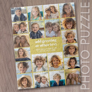 20 Foto-Collage - Weiß mit gelbem Text Puzzle