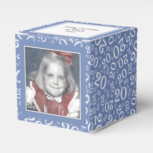 20. Foto Keepake - Blau/Weiß Zahlenmuster Geschenkschachtel (Vorderseite)