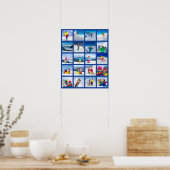 20-Foto-Raster-Collage Dunkelblau Poster (Küche)