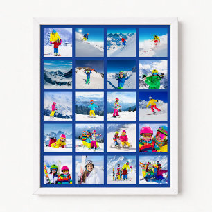 20-Foto-Raster-Collage Dunkelblau Poster