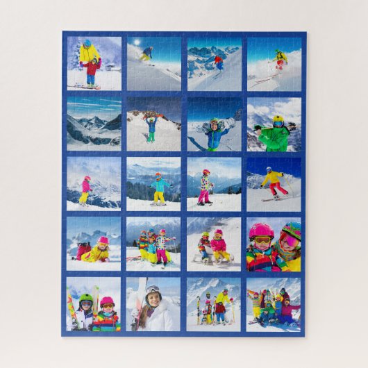 20 Foto-Raster-Collage Dunkelblau Puzzle (Vertikal)