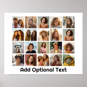 20-Foto-Raster-Collage - Weiß - Mod-Typ Schwarz Poster