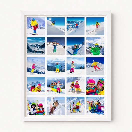 20 Foto-Raster-Collage Weiß Poster
