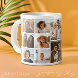 20-Foto-Vorlage-Kollage - Modernes Minimal Weiß Jumbo-Tasse