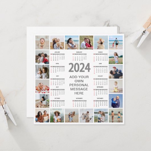 20 FotoCollage 2024 Jahr im Überblick Karte (Vorderseite/Rückseite Beispiel)