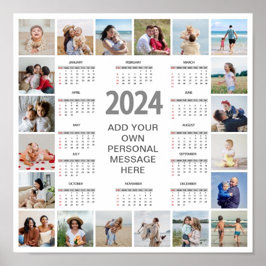 20 FotoCollage 2024 Jahr im Überblick Poster (Vorne)