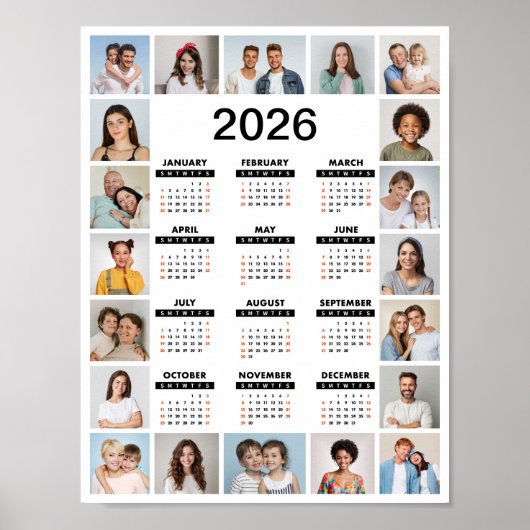 20 FotoCollage 2024 Jahr im Überblick Poster (Vorne)