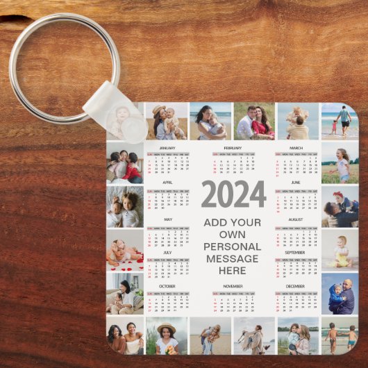 20 FotoCollage 2024 Jahr im Überblick Schlüsselanhänger (Vorderseite)