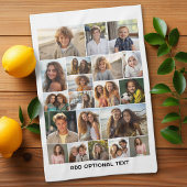 20 FotoCollage - Benutzerdefinierter Text - Schwar Geschirrtuch