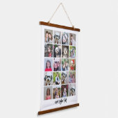 20 FotoCollage - Familientext unten - weiß Wandteppich Mit Holzrahmen (Gewinkelt)