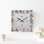20 FotoCollage gebürstet Silver Metallic Quadratische Wanduhr (Zuhause)