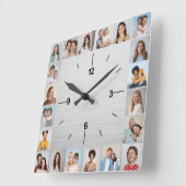 20 FotoCollage gebürstet Silver Metallic Quadratische Wanduhr (Winkel)