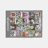 20 FotoCollage - Gitter mit Skripttext - grau Fleecedecke (Vorderseite (Horizontal))